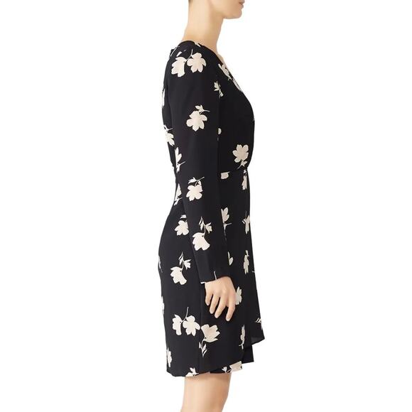Slate & Willow Black Floral Combo Faux Wrap Dress 2 - Picture 3 of 10